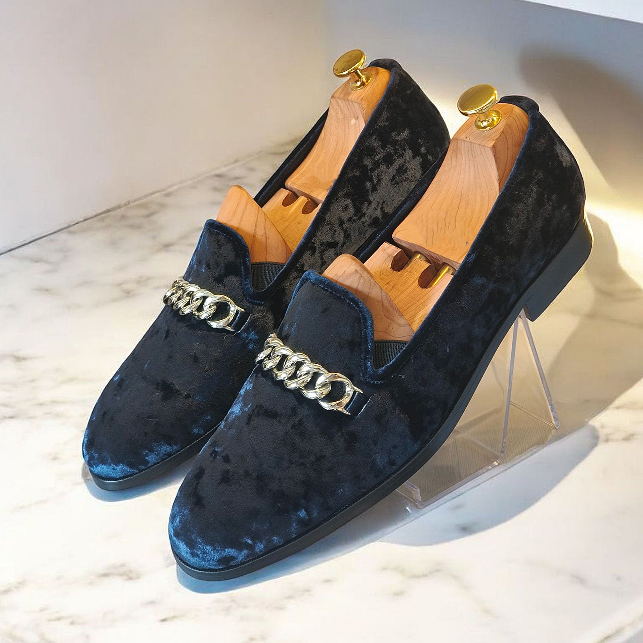 Kane Crushed Navy Blue Velvet